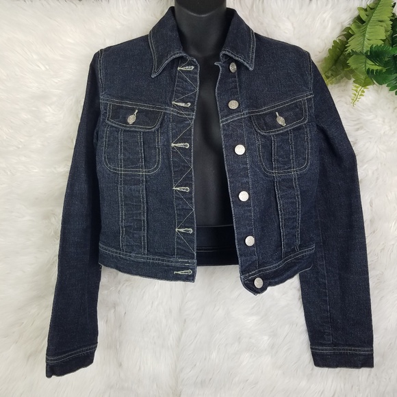 bebe Jackets & Blazers - Bebe Dark Wash Denim Jacket